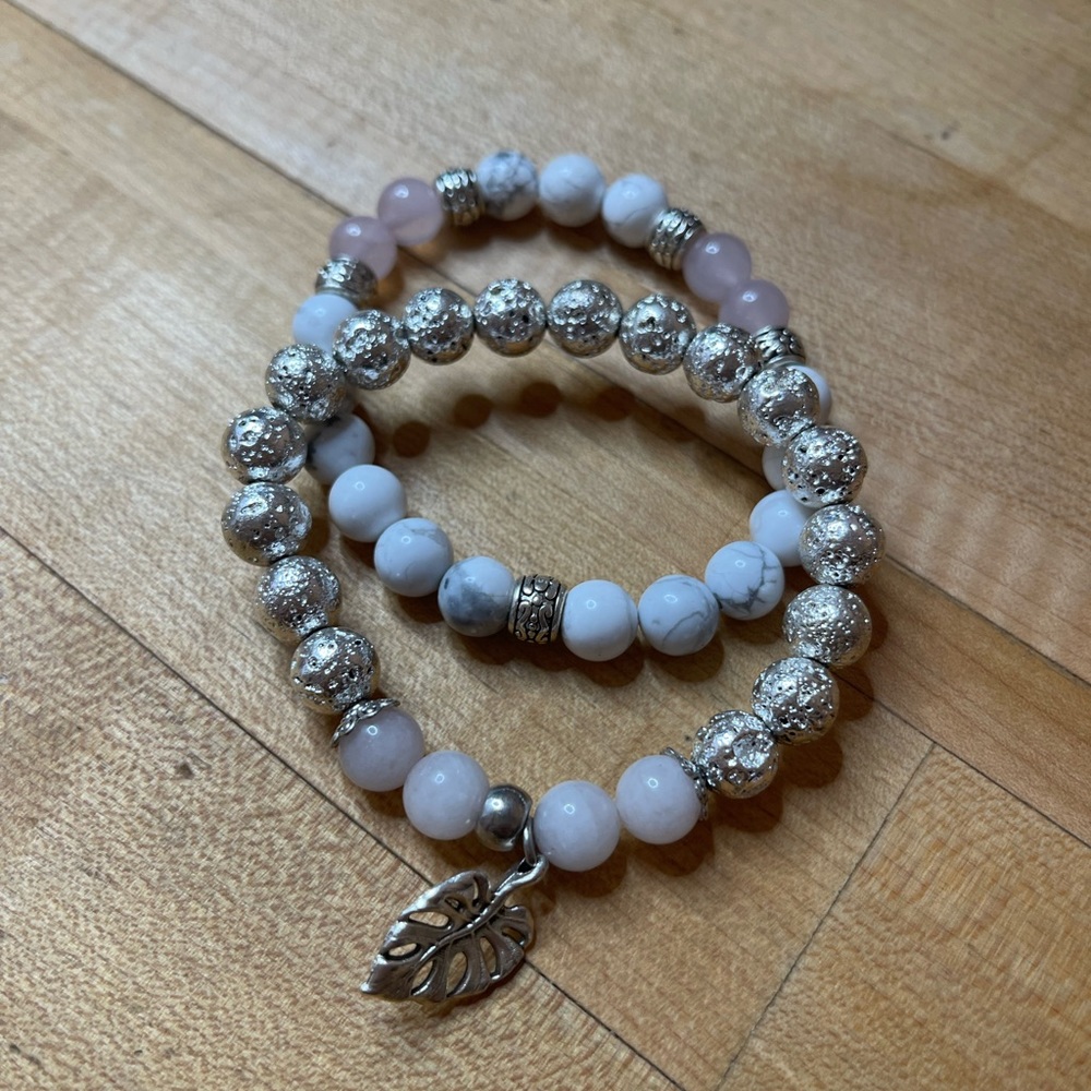Stack Bracelets- Howlite- Rose Quartz Bracelets - image 2